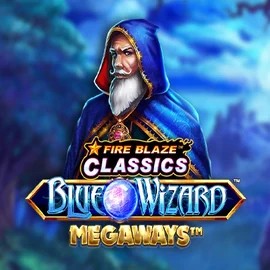 Official Slots logo: Fire Blaze Blue Wizard Megaways by Rarestone Gaming at Rollxo Casino